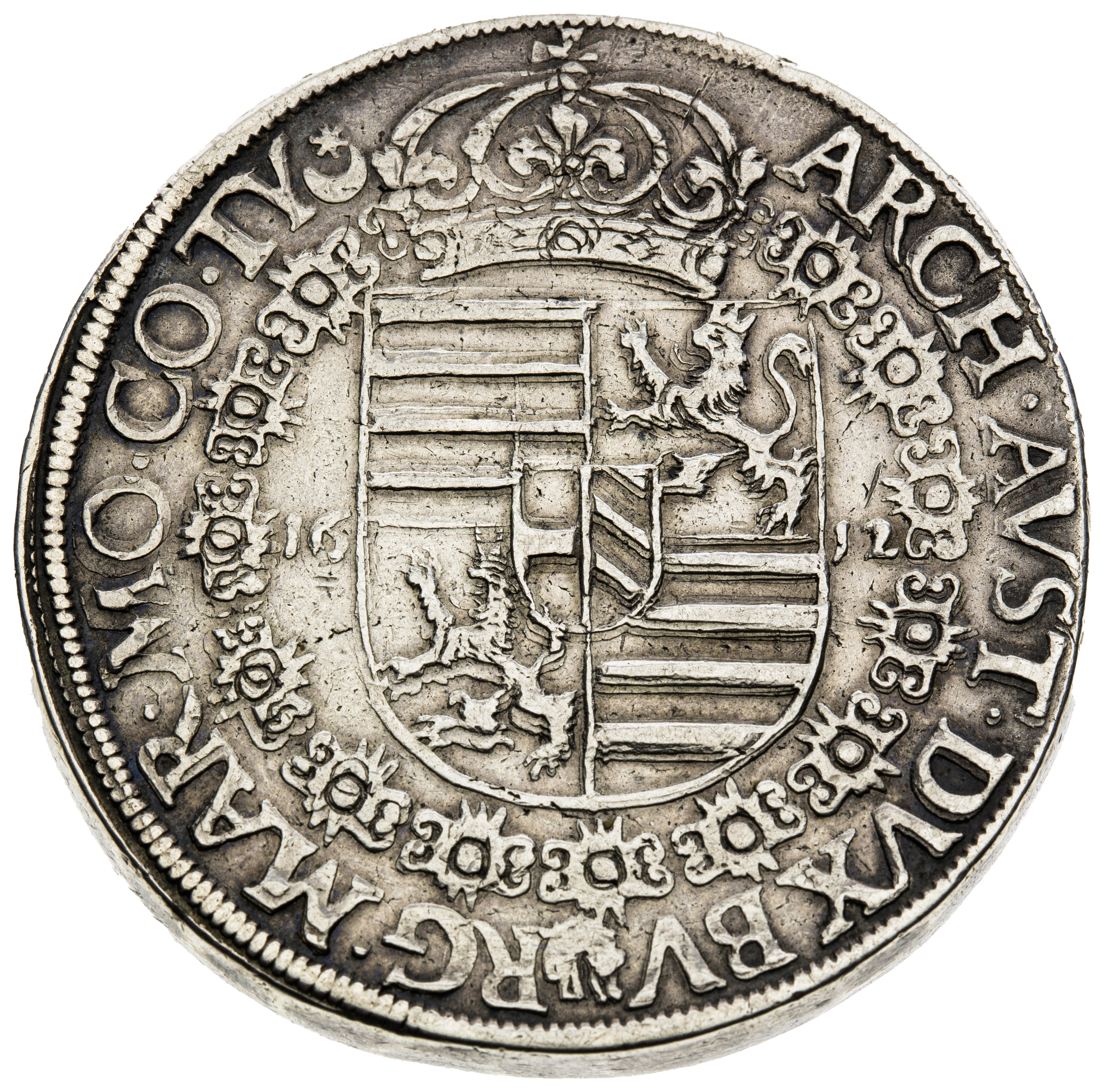 Matyáš II. (1611–1619), 2 tolar 1612 „královský“ Praha – Benedikt Hübmer ex sbírka Dietiker-2